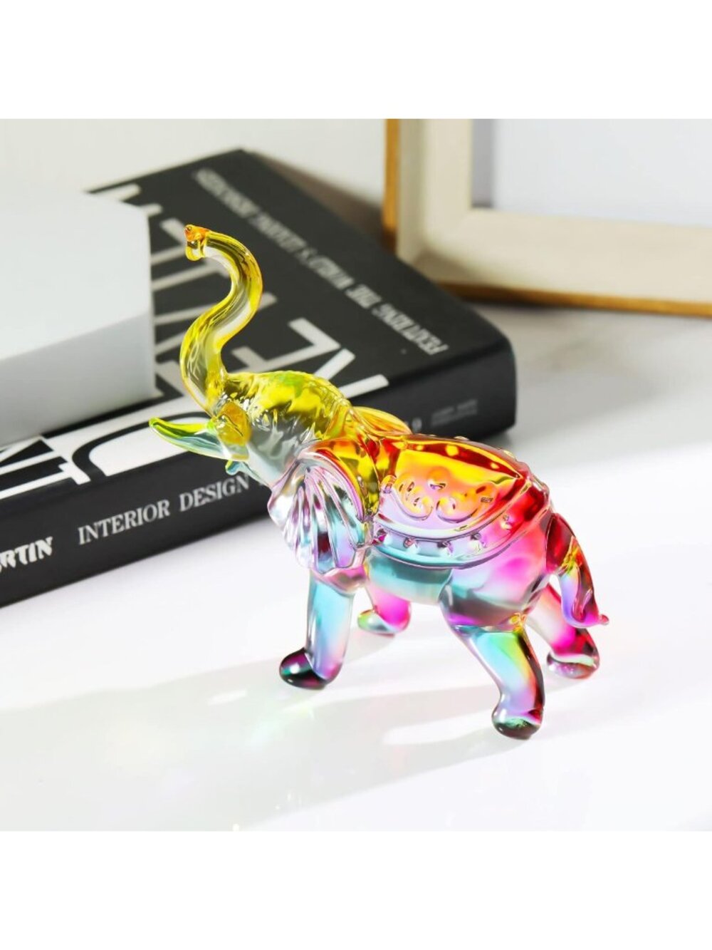 Handmade Colorful Crystal Elephant Figurine - Unique Gift for Elephant Lovers - Picture 7 of 7
